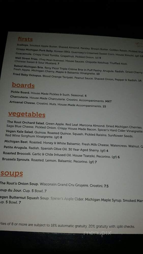 The Root Restaurant Bar - White Lake, MI menu_pic