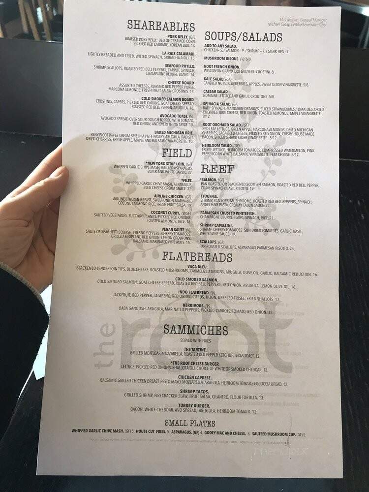 The Root Restaurant Bar - White Lake, MI menu_pic