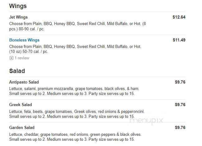 Jet's Pizza - Little Chute, WI menu_pic