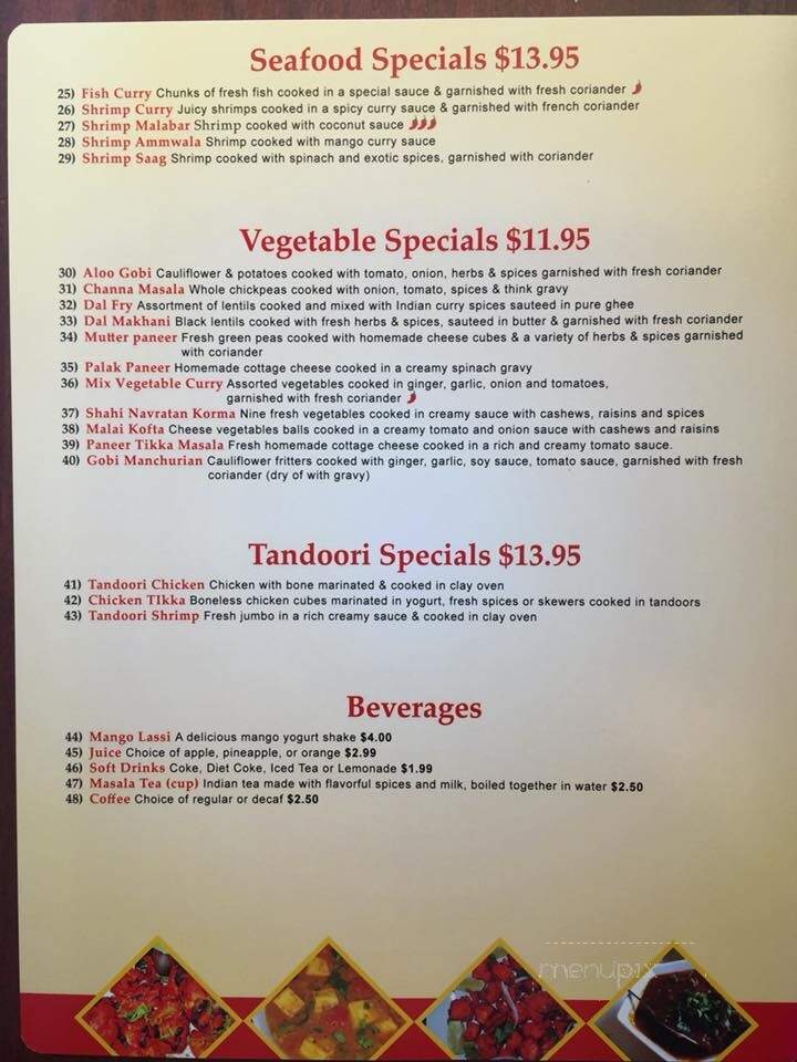 Mantra Indian Bistro - Oconomowoc, WI menu_pic