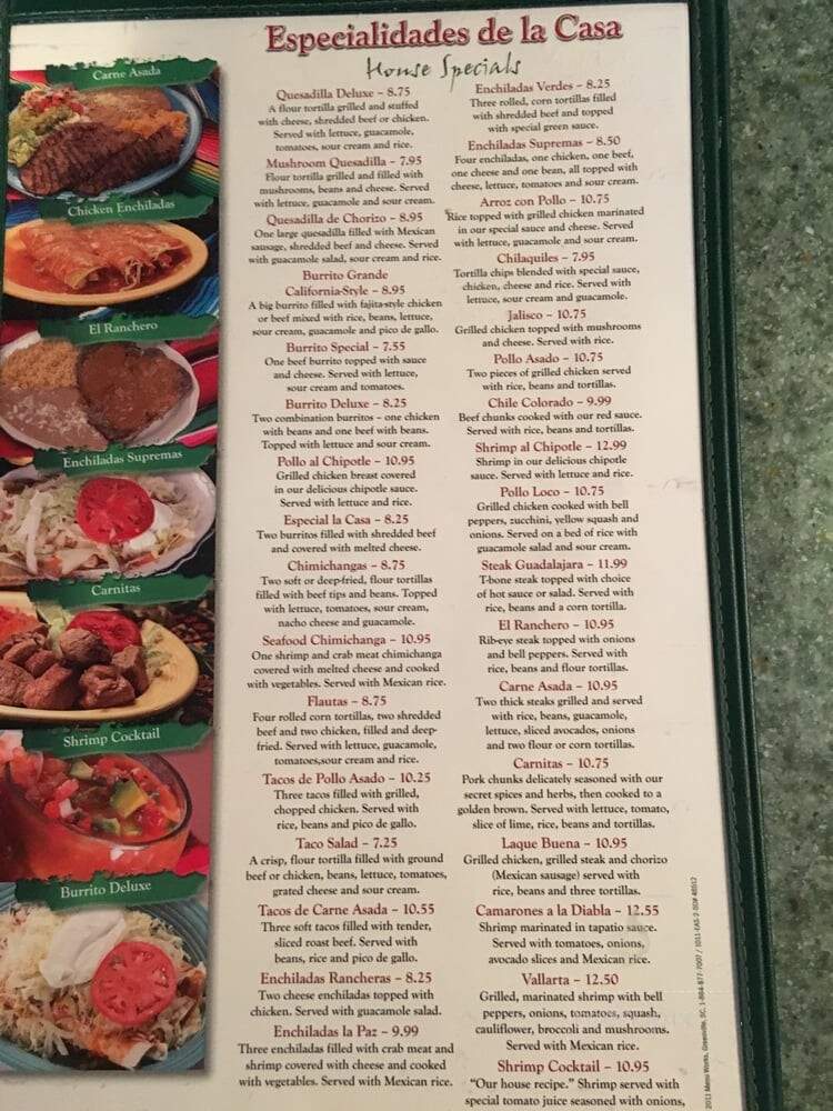 El Sombrero - Greencastle, PA menu_pic