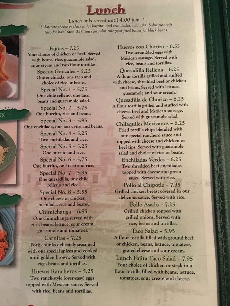 El Sombrero - Greencastle, PA menu_pic