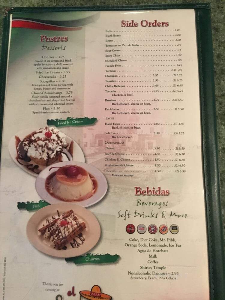 El Sombrero - Greencastle, PA menu_pic