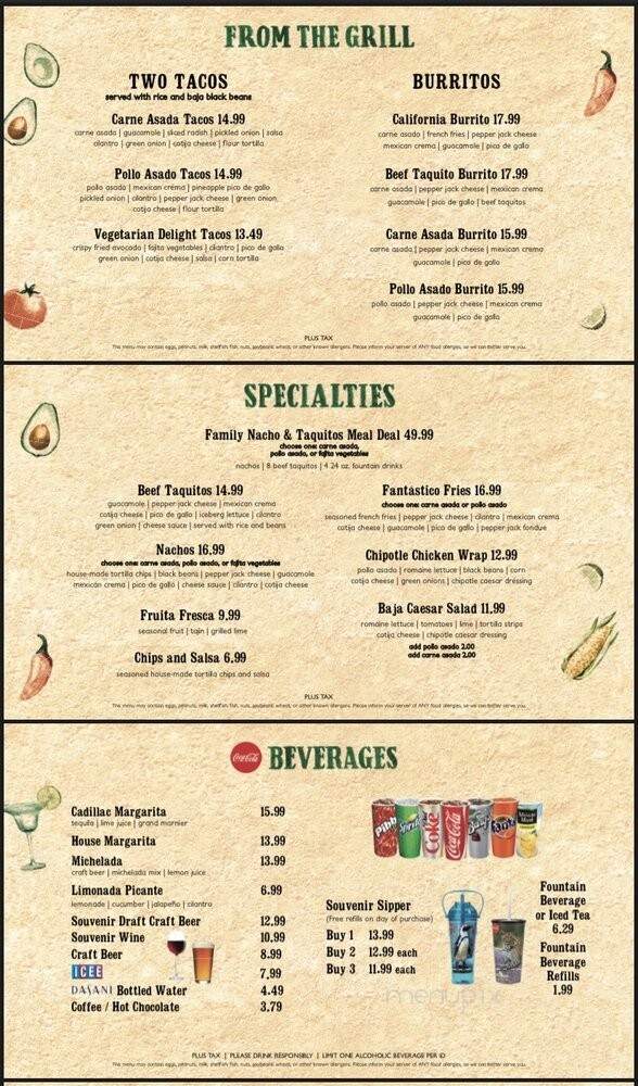 Sabertooth Grill at the San Diego Zoo - San Diego, CA menu_pic