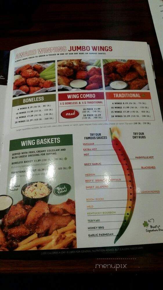 Beef O' Brady's - Chiefland, FL menu_pic