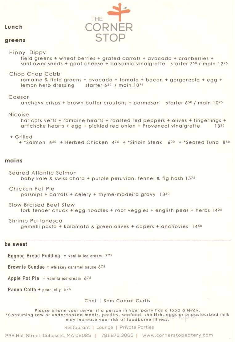 The Corner Stop - Cohasset, MA menu_pic