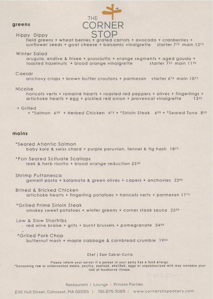 The Corner Stop - Cohasset, MA menu_pic