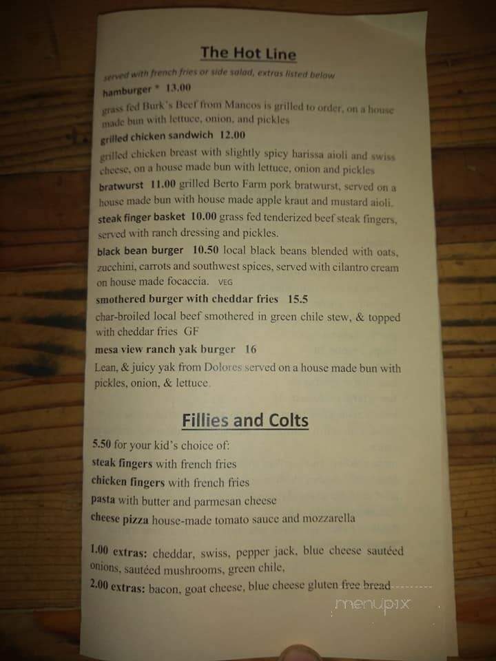 The Farm Bistro - Cortez, CO menu_pic