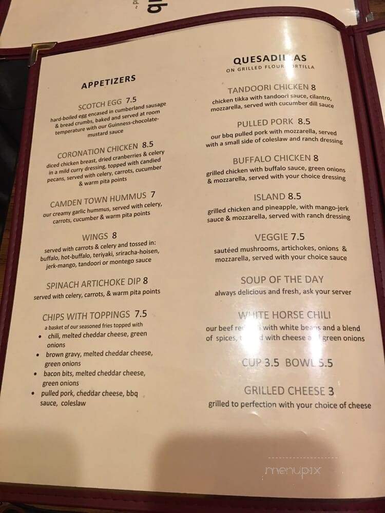 White Horse Pub - Kansas City, MO menu_pic