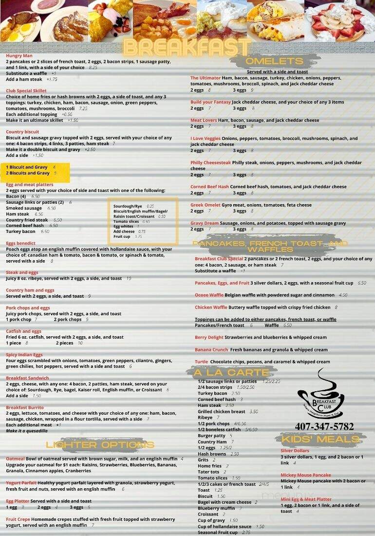 Breakfast Club - Ocoee, FL menu_pic