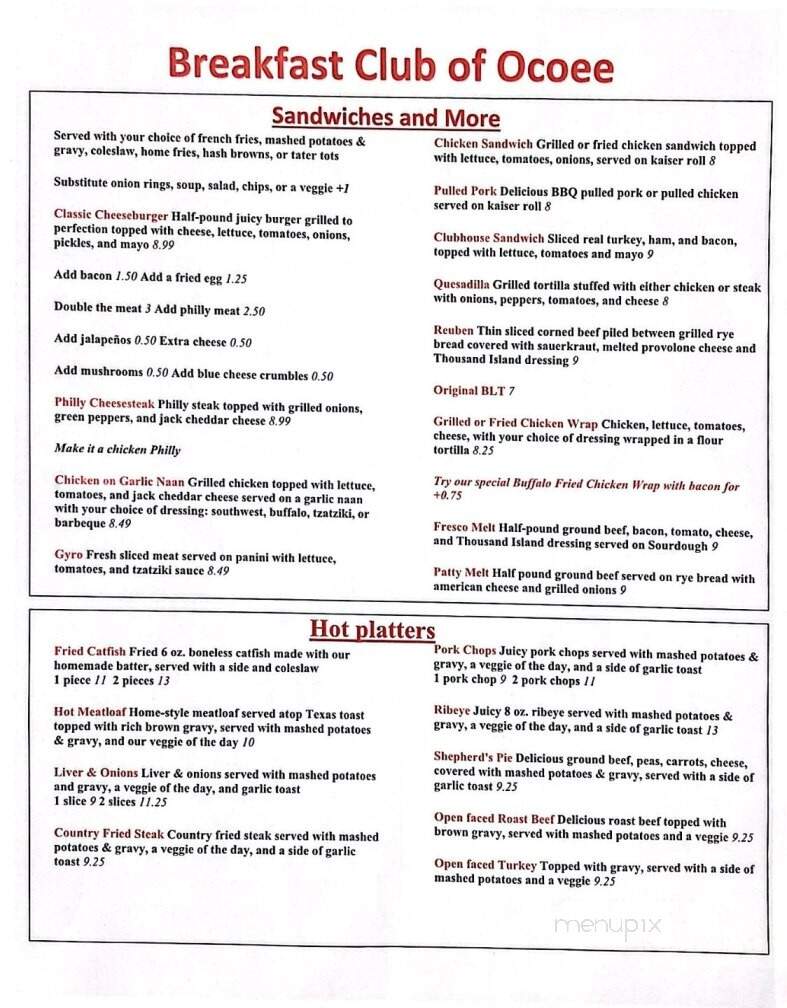 Breakfast Club - Ocoee, FL menu_pic