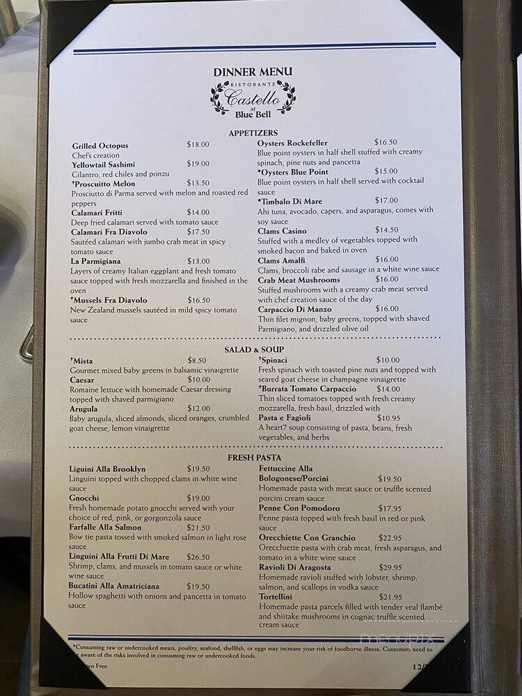 Ristorante Castello - Blue Bell, PA menu_pic