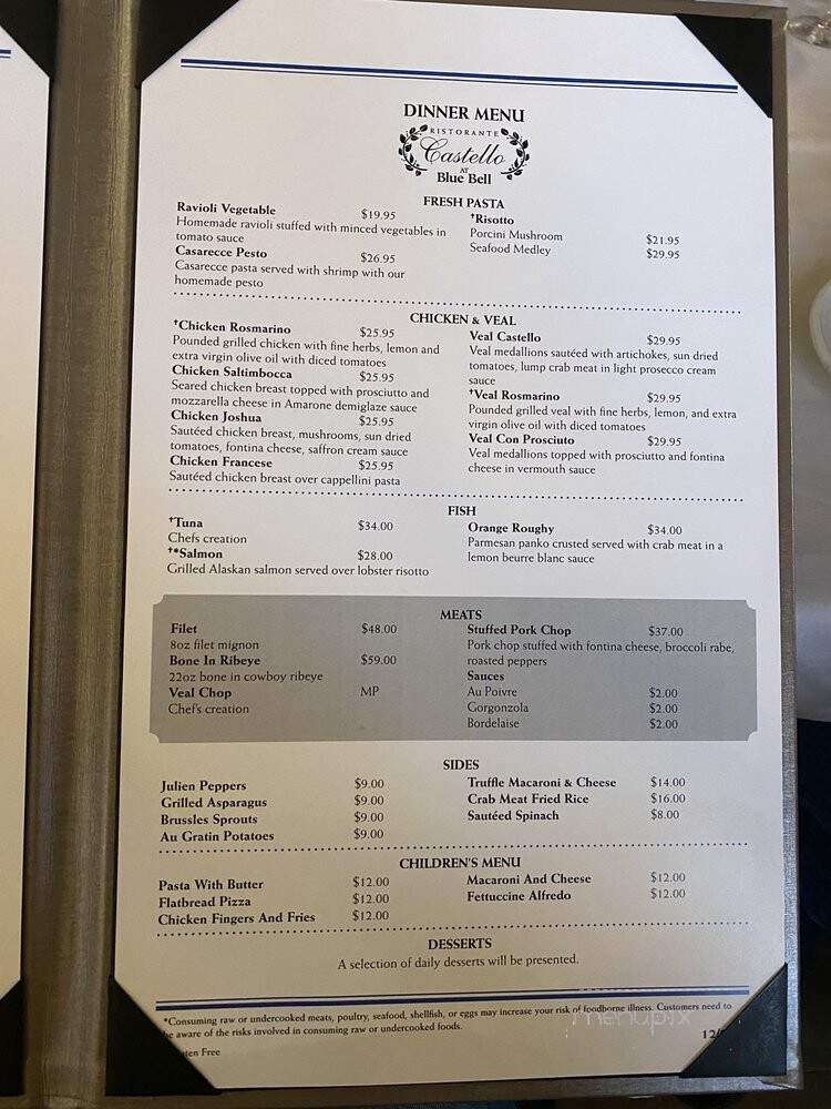 Ristorante Castello - Blue Bell, PA menu_pic