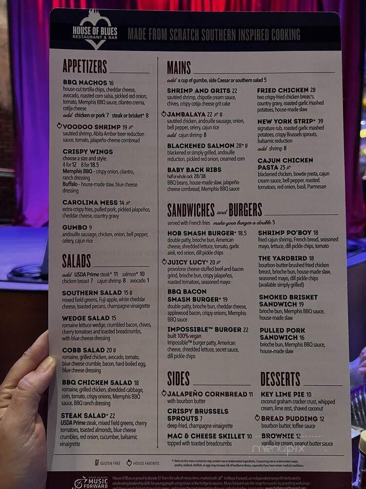 Crossroads at House of Blues - Las Vegas, NV menu_pic