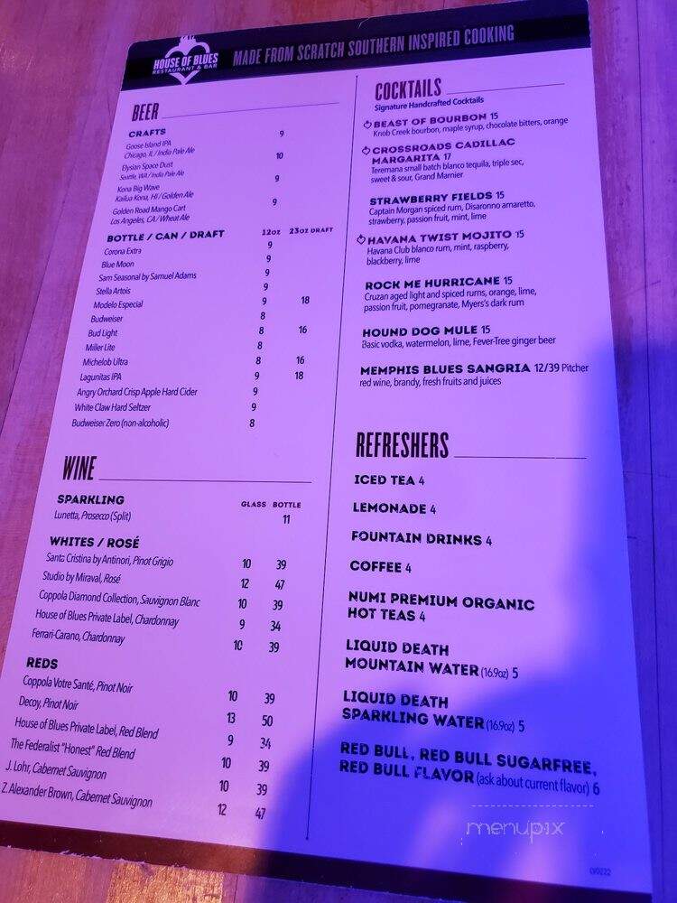 Crossroads at House of Blues - Las Vegas, NV menu_pic