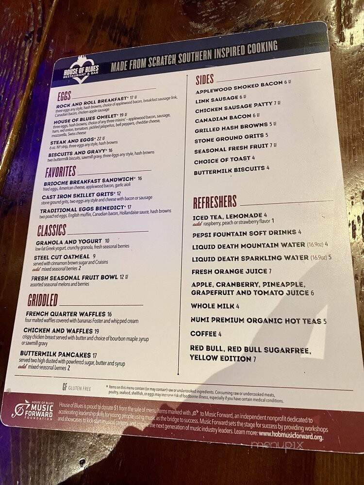 Crossroads at House of Blues - Las Vegas, NV menu_pic