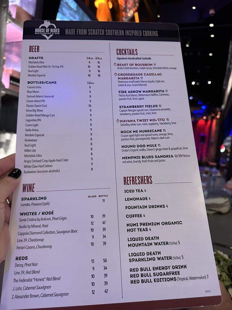 Crossroads at House of Blues - Las Vegas, NV menu_pic