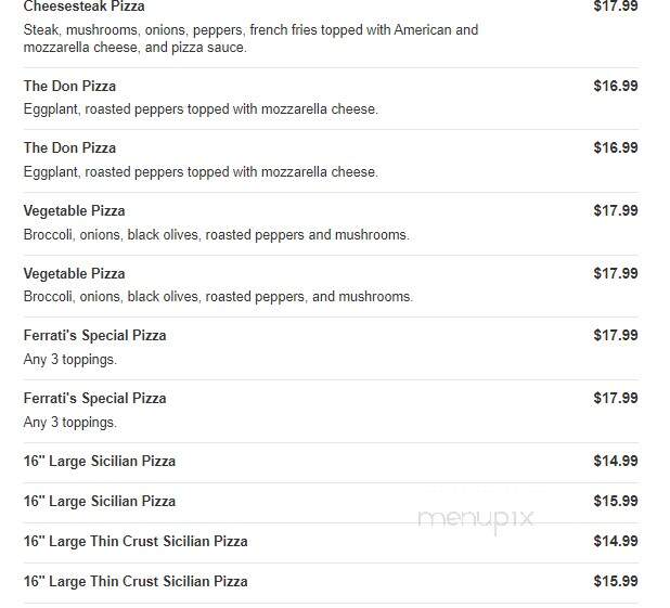 Ferati's Pizza - Butler, NJ menu_pic