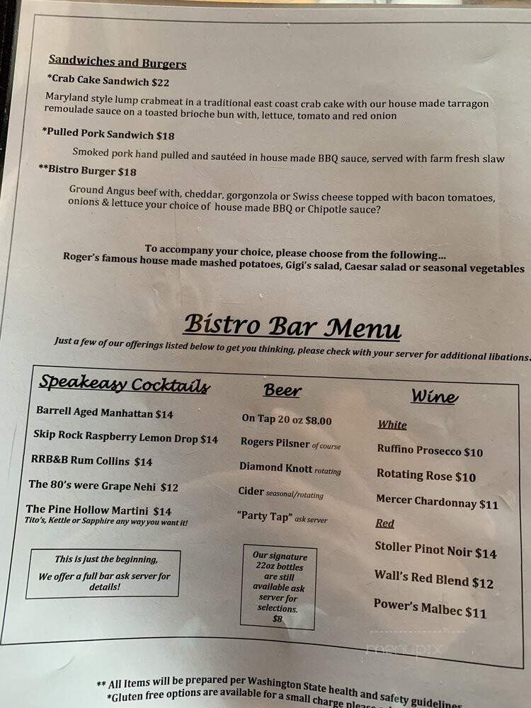 Roger's Riverview Bistro - Snohomish, WA menu_pic