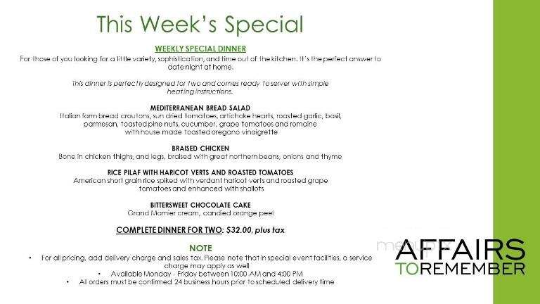 Affairs To Remember Caterers - Atlanta, GA menu_pic
