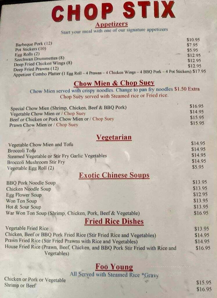 Chopstix - Eatonville, WA menu_pic