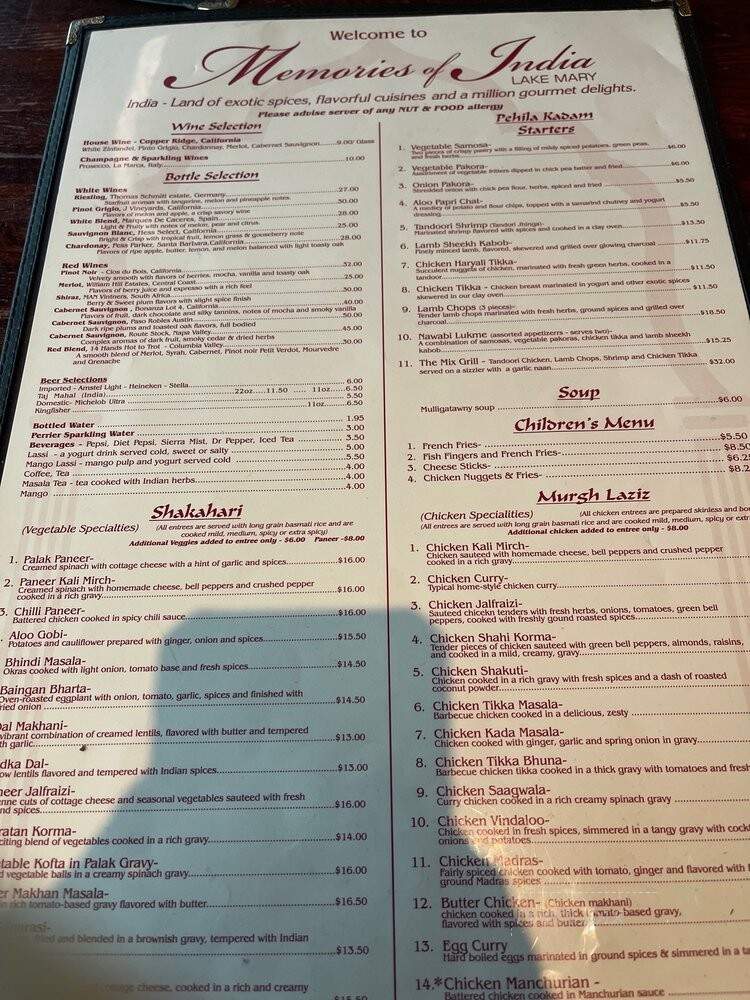 Memories of India II - Lake Mary, FL menu_pic