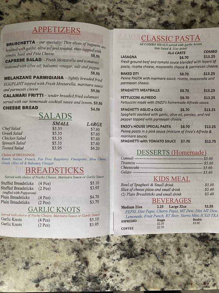 Enzo Pizza - Franklin, IN menu_pic