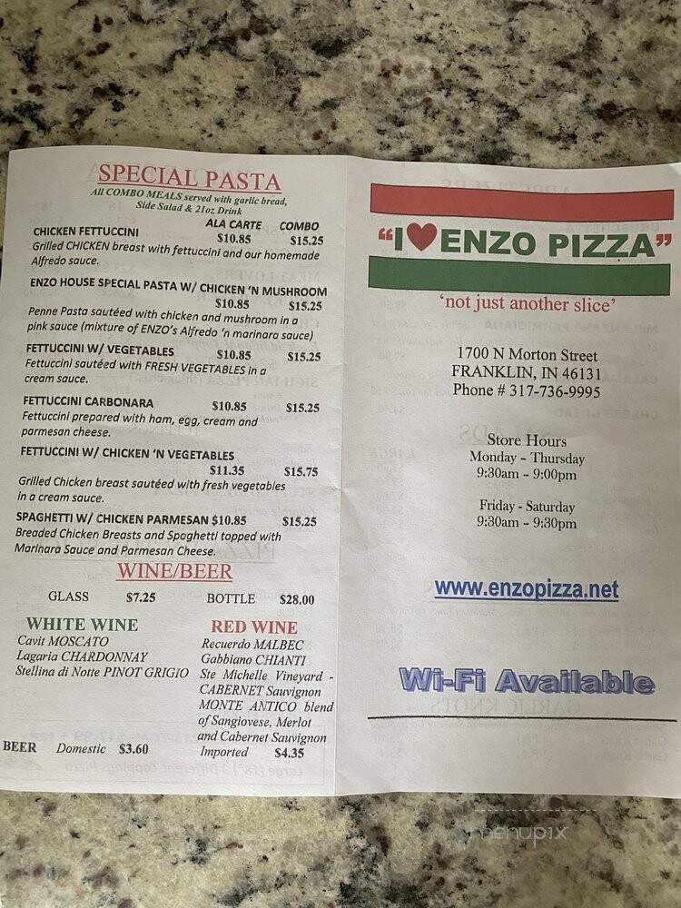 Enzo Pizza - Franklin, IN menu_pic