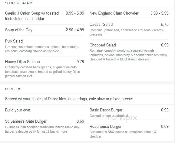 Darcy's Village Pub - Quincy, MA menu_pic