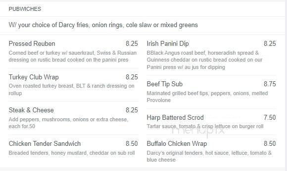 Darcy's Village Pub - Quincy, MA menu_pic