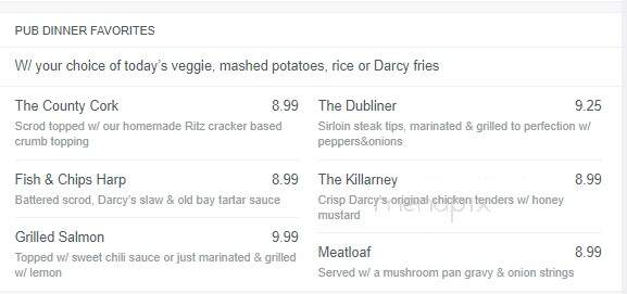 Darcy's Village Pub - Quincy, MA menu_pic