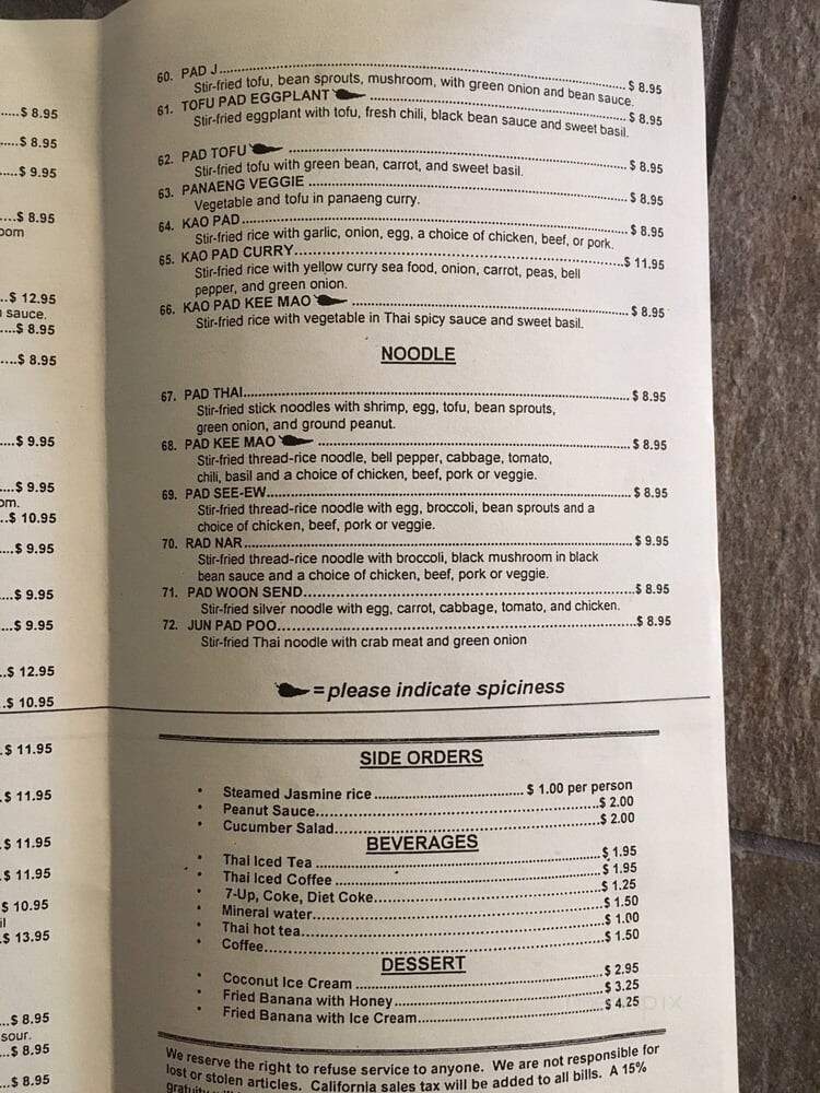 Khobkoon Thai - Roseville, CA menu_pic