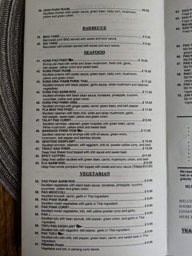 Khobkoon Thai - Roseville, CA menu_pic