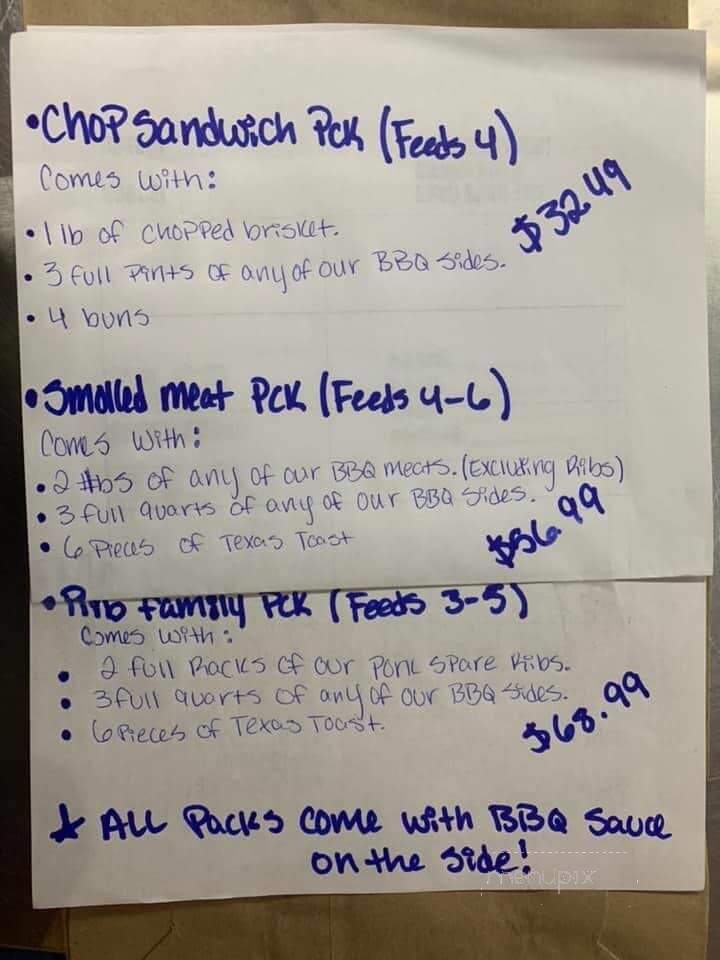 Roscoe's Smokehouse - Burleson, TX menu_pic