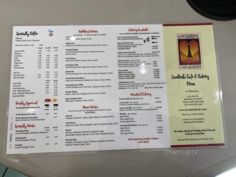 Lovebirds Cafe & Bakery - Alhambra, CA menu_pic