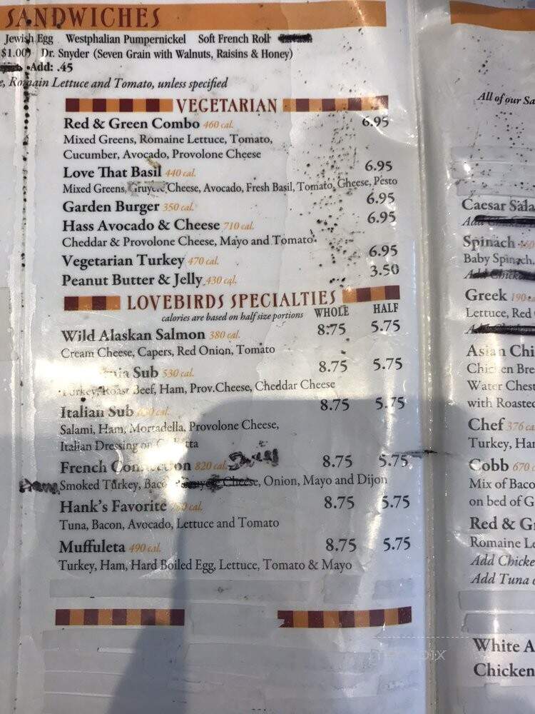 Lovebirds Cafe & Bakery - Alhambra, CA menu_pic