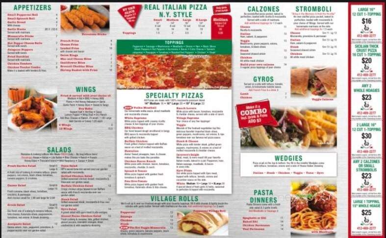 Italian Village Pizza - Dravosburg, PA menu_pic