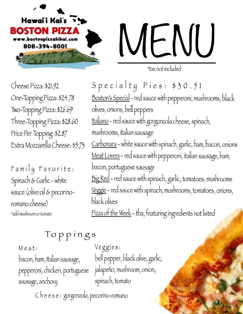 Boston's Pizza Hawaii Kai - Honolulu, HI menu_pic