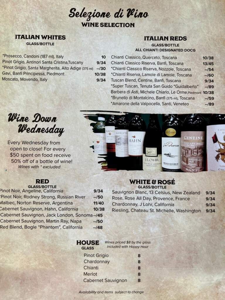 Chianti Room - St Augustine, FL menu_pic