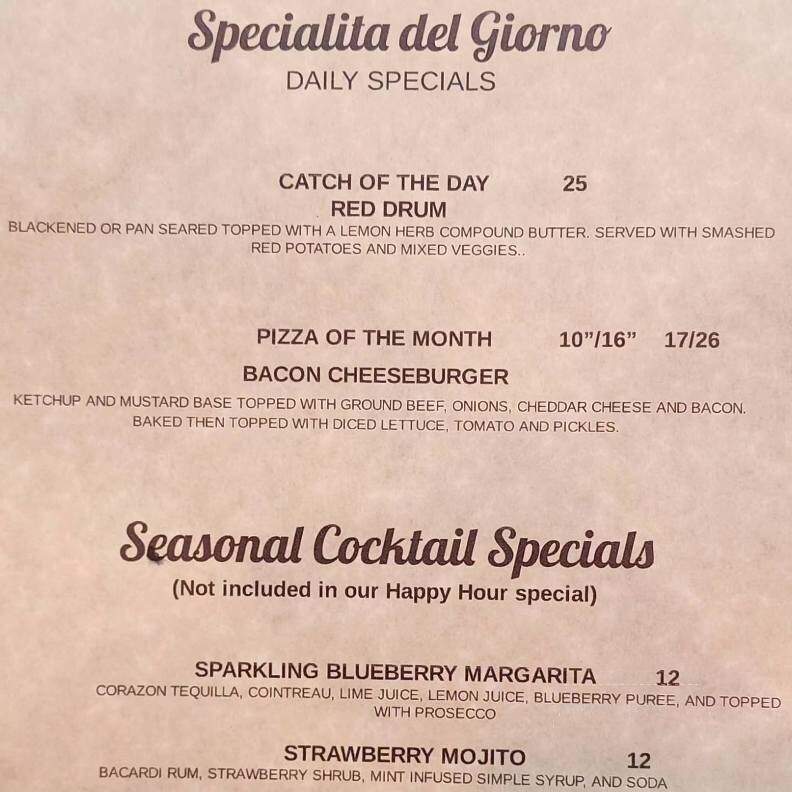 Chianti Room - St Augustine, FL menu_pic