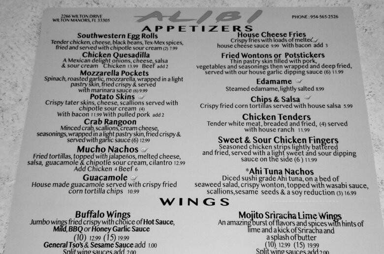 Georgie's Alibi - Wilton Manors, FL menu_pic