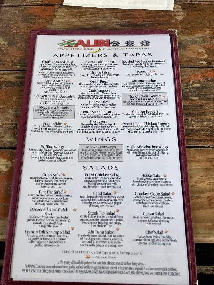 Georgie's Alibi - Wilton Manors, FL menu_pic