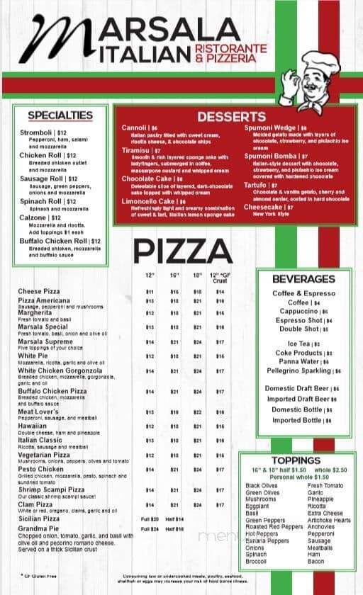 Marsala Pizza Of Estero - Estero, FL menu_pic