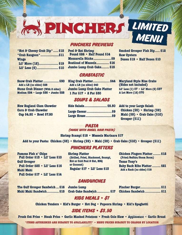 Pinchers - Fort Myers Beach, FL menu_pic