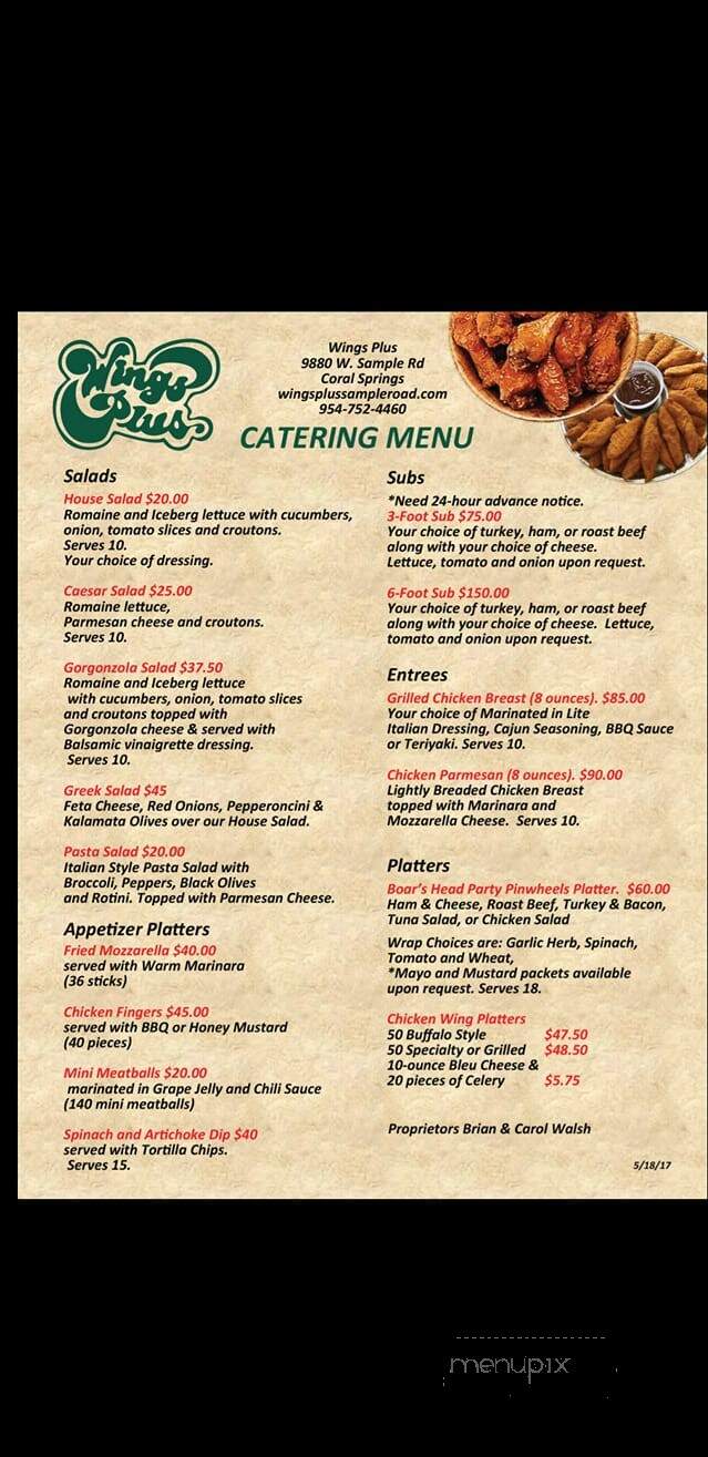 Wings Plus - Coral Springs, FL menu_pic