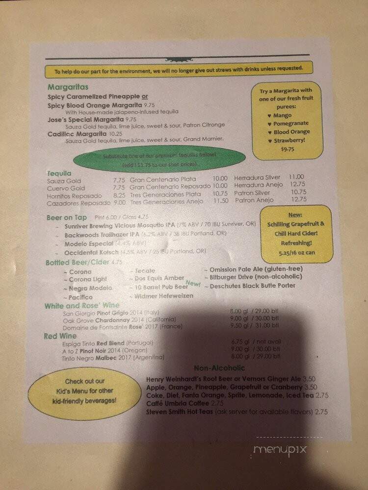 Chez Jose West - Portland, OR menu_pic