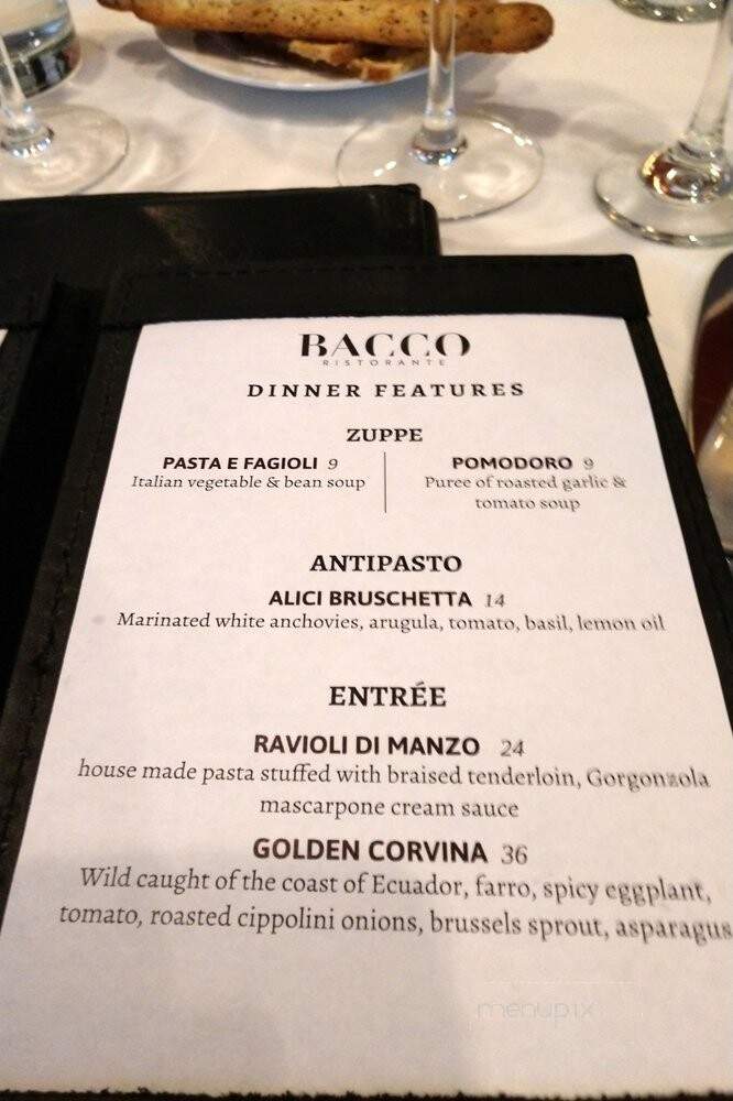 Bacco Ristorante - Southfield, MI menu_pic