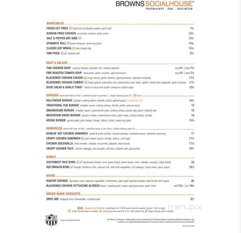 Brown's Social House - Victoria, BC menu_pic