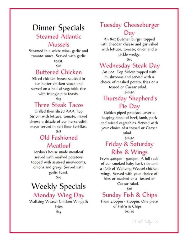 Waltzing Weasel - London, ON menu_pic