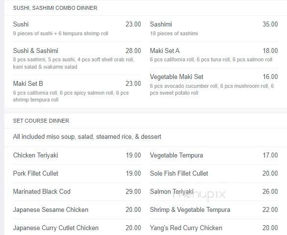 Yang's Teppanyaki & Sushi - Vaughan, ON menu_pic